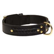 Incredible Design English Bulldog Braided Leather Collar  Incredible Design English Bulldog Braided Leather Collar
