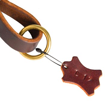 Leather Pull Tab for English Bulldog with O-ring for Leash Attachment