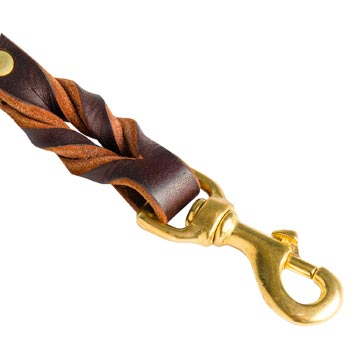 English Bulldog Short Leather Pull Tab with Rust-proof Snap Hook
